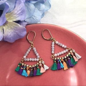 🌼Multi Color Thread Tassel Dangle Earrings